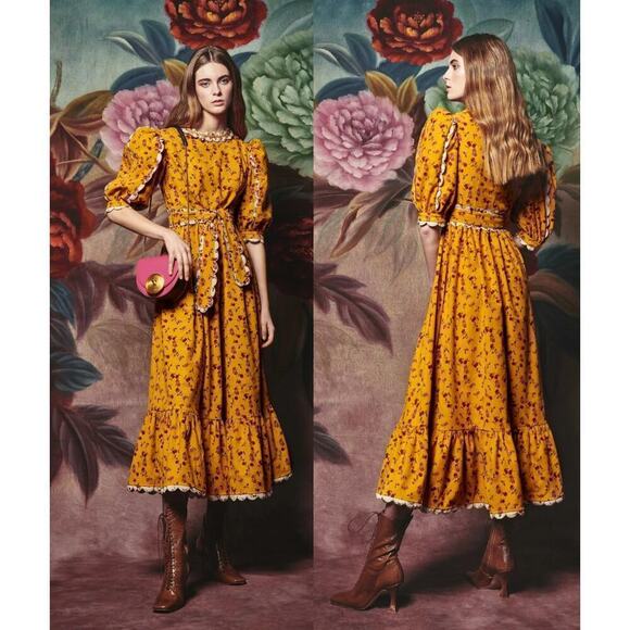 CeliaB ALAMO‎ DRESS YELLOW COTTON Size Small - Picture 1 of 6